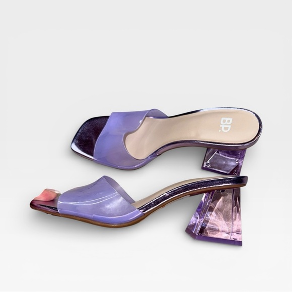 BP. Brooks Slide Sandals Women's 6.5M Purple Clear Strap Block Heel Square Toe - Picture 4 of 9